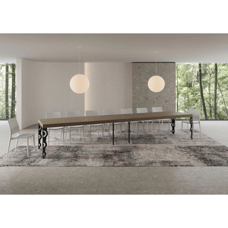 Tavolo allungabile 200/460x90 cm Karamay Premium telaio Antracite - Tortora