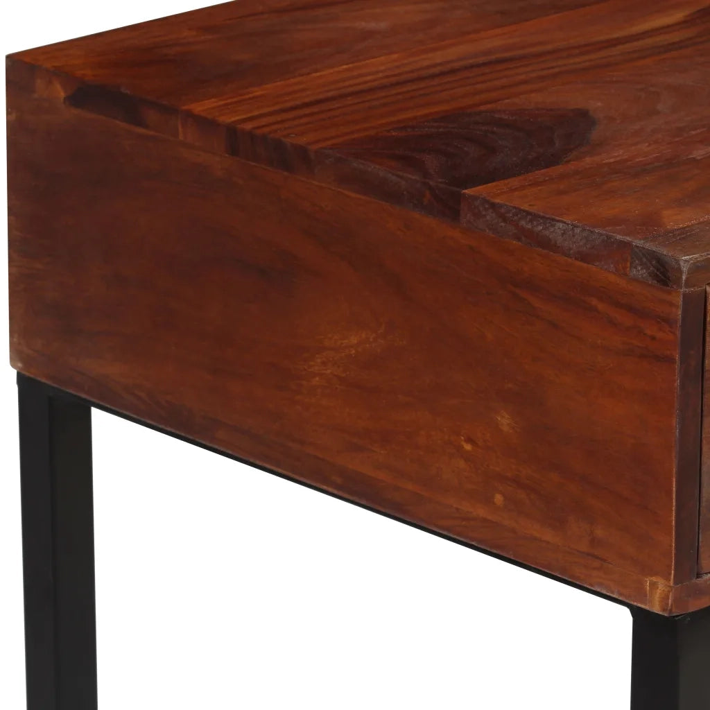 Scrivania Legno Massello di Sheesham e Vera Pelle 117x50x76 cm cod mxl 66911