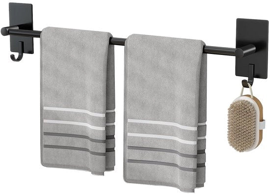 Sostegno asciugamano in acciaio inossidabile senza perforazione con 2 ganci per bagno, cucina, doccia, 60CM