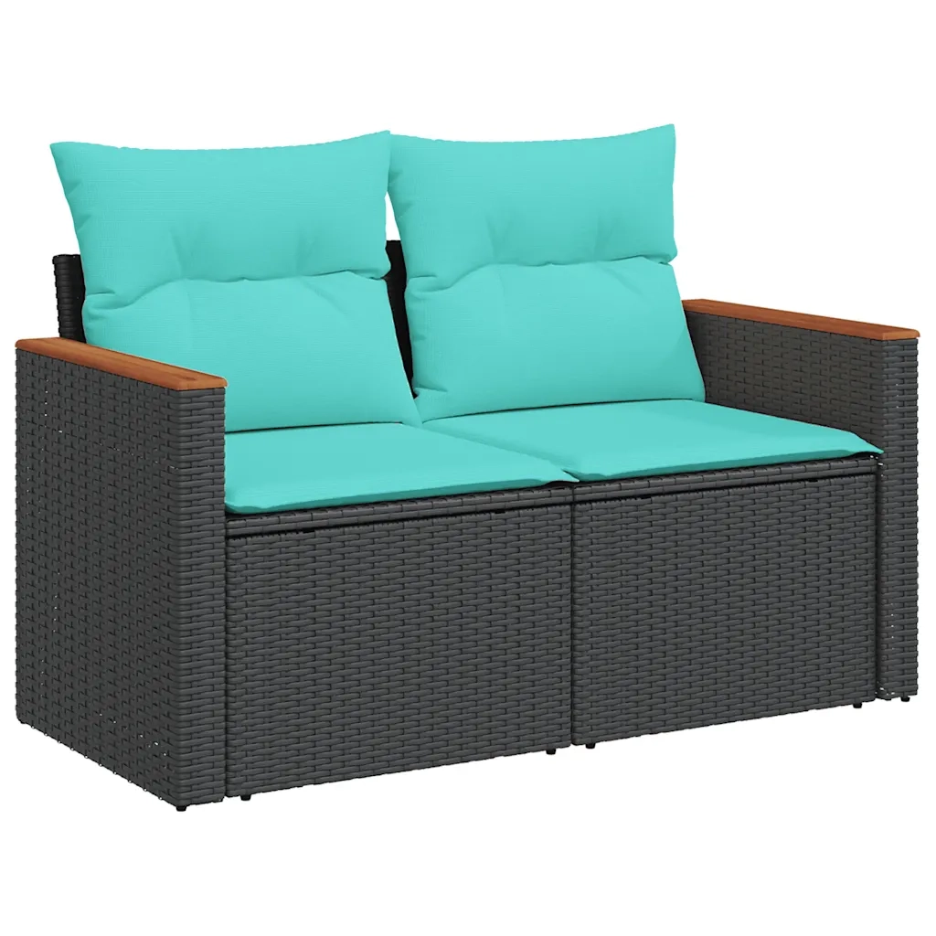 Set Divani da Giardino 10 pz con Cuscini Nero in Polyrattan 3226379