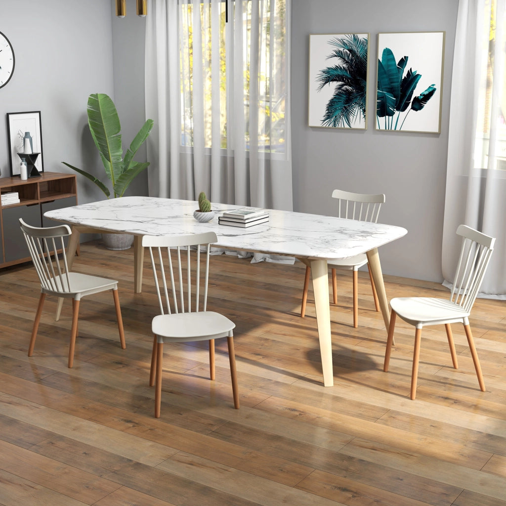 Set 4 Sedie Stile Scandinavo ¨C Zephmum ¨C Polipropilene Legno H¨ºtre Grigio 48x52.5x83 cm