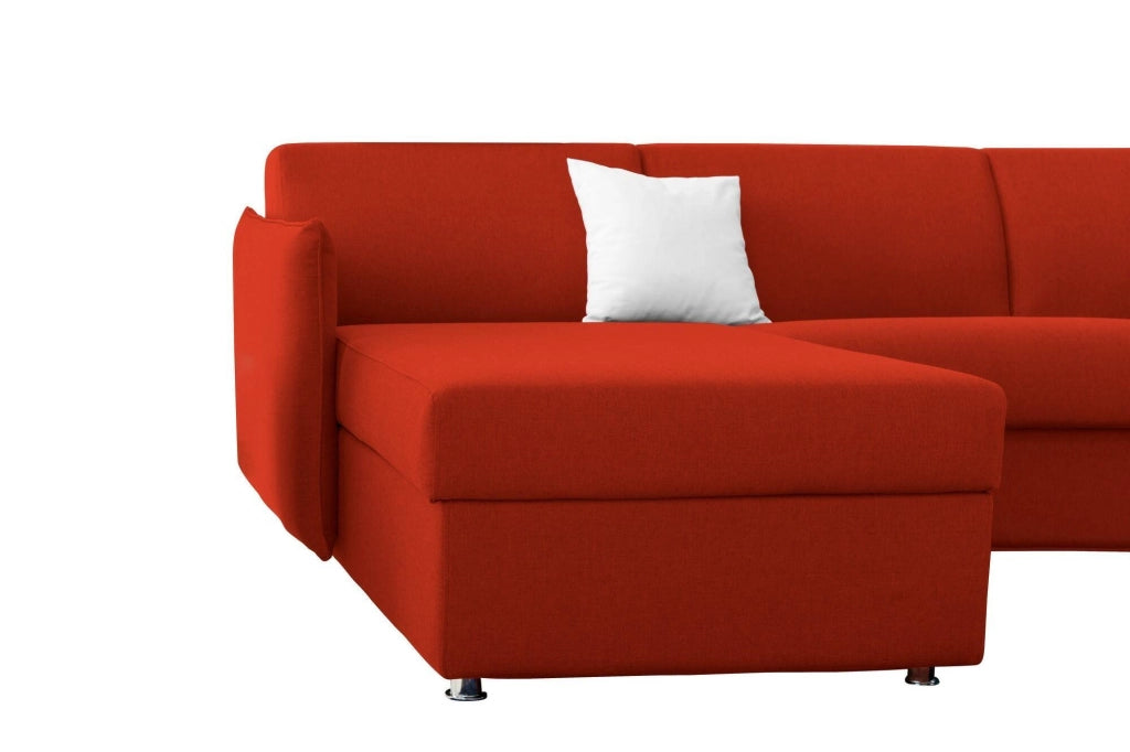 Scordia, Divano Letto con Penisola Sfoderabile Made in Italy, 260x160 cm Arancione