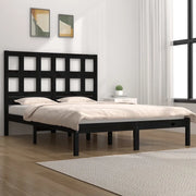 Giroletto-Struttura Letto Nero in Legno Massello di Pino 200x200 cm 297385