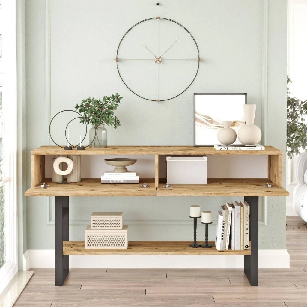 Madia Allein, Credenza Apertura a Ribalta, 139x43x76h cm Marrone Quercia