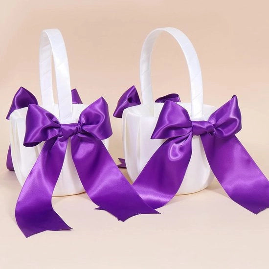 Cesta per Bambine con Maniglia - Ceste per Fiori per Matrimoni per Bambini - Bacinelle Matrimonio Viola Bouquets