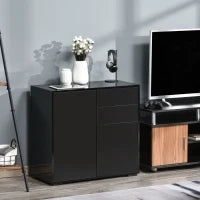 Mobiletto Multiuso per Casa e Ufficio con 2 Cassetti e 2 Armadietti, Apertura a Pressione, 79x36x74cm