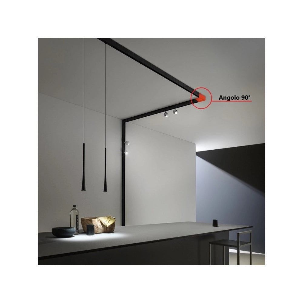 Trade Shop - Connettore Giunzione Angolare Nero Per Collegamento Binario Magnetico Da Esterno Gf-3-l -