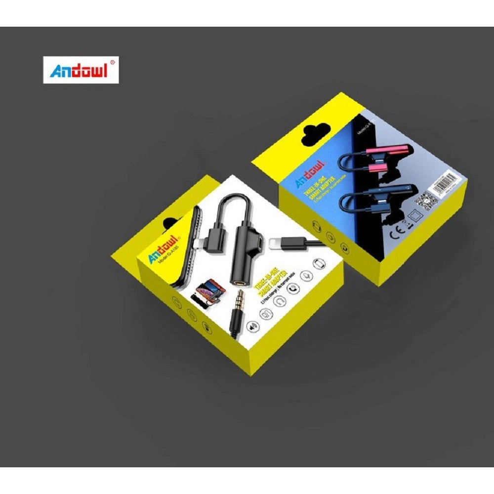 Trade Shop - Adattatore Intelligente Smart 3 In 1 Ricarica Veloce Lightning Aux Cuffie Q-a185 -