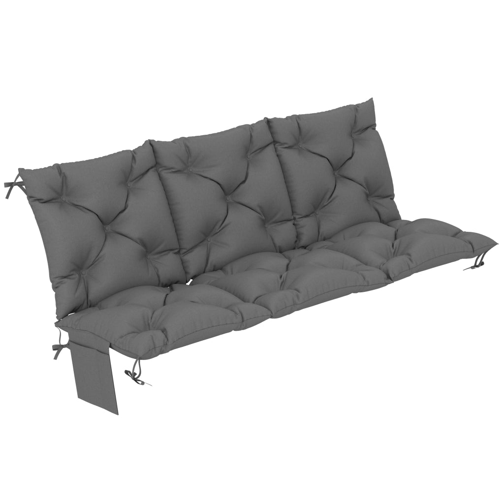 Cuscino panca 150x100x10 cm; cuscino panca 3 posti con cinghie; schienale UPF30+ con tasca laterale; grigio scuro
