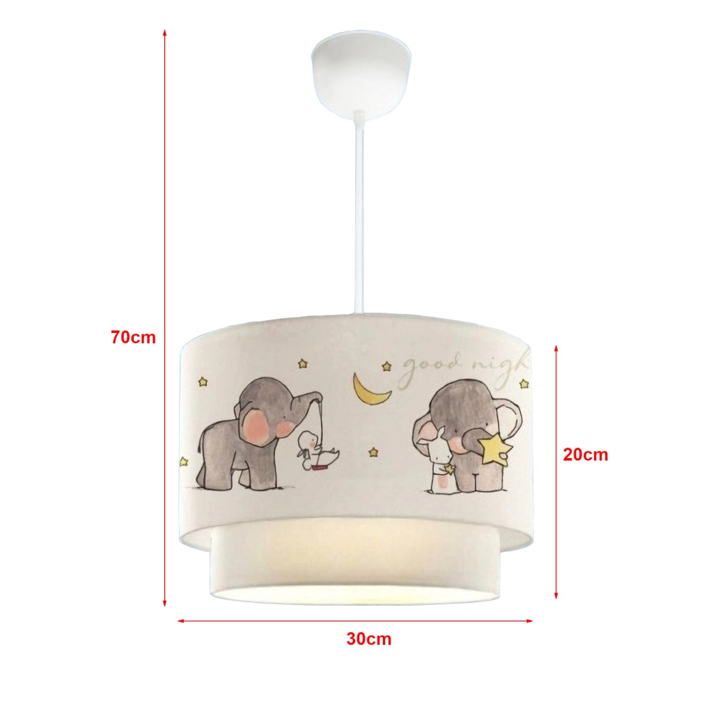 Lampada a Sospensione Lurgan per Cameretta Decorato con Elefante - Bianco lux.pro