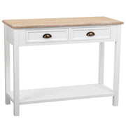 Mobile da ingresso in legno con 2 cassetti e 1 ripiano bianco 100x40x78
