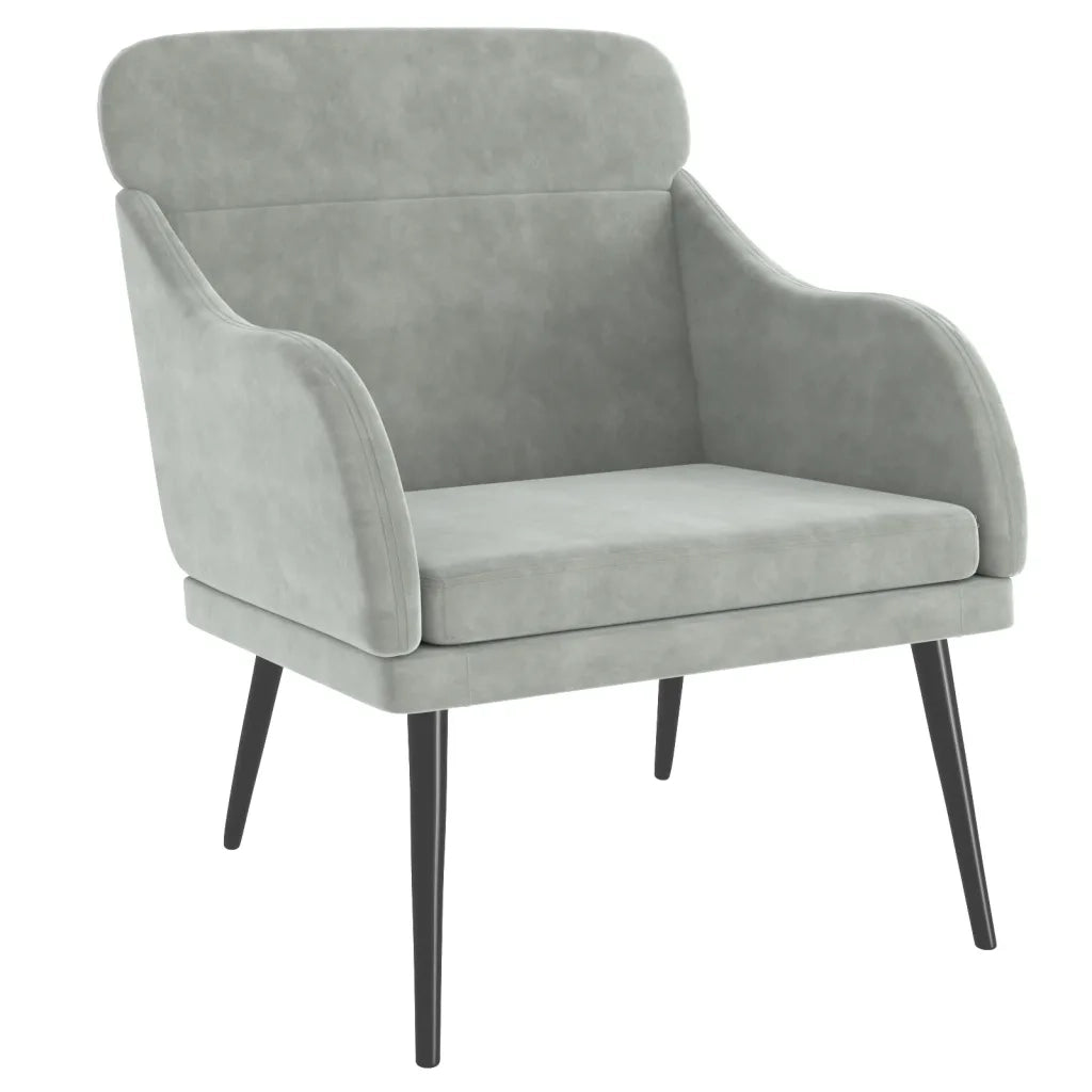 Poltrona | Sedia Relax Grigio Chiaro 63x76x80 cm Velluto