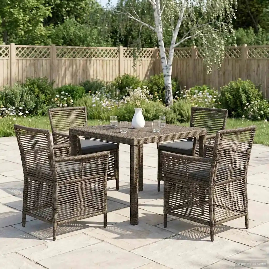 Sedia da esterno 4 pcs Grigio e Grigio Scuro polyrattan