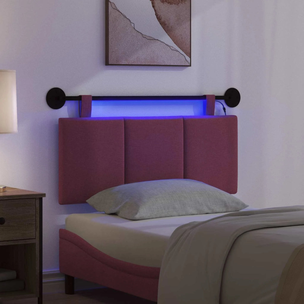 Testiera sospesa Con luce LED Rosso Vino Tessuto 3424766