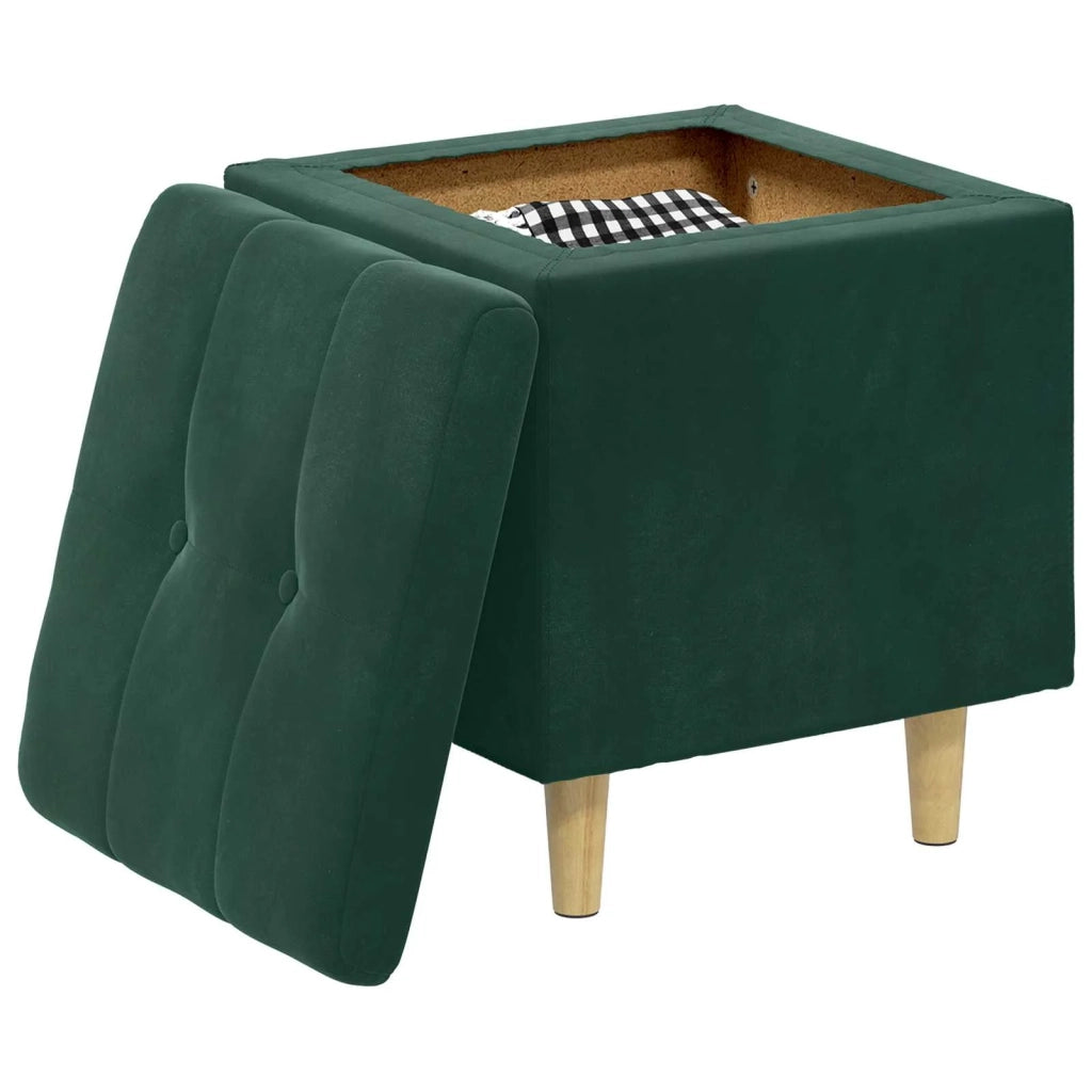 Pouf contenitore Verde Scuro 40 x 40 x 45 cm Velluto 876812