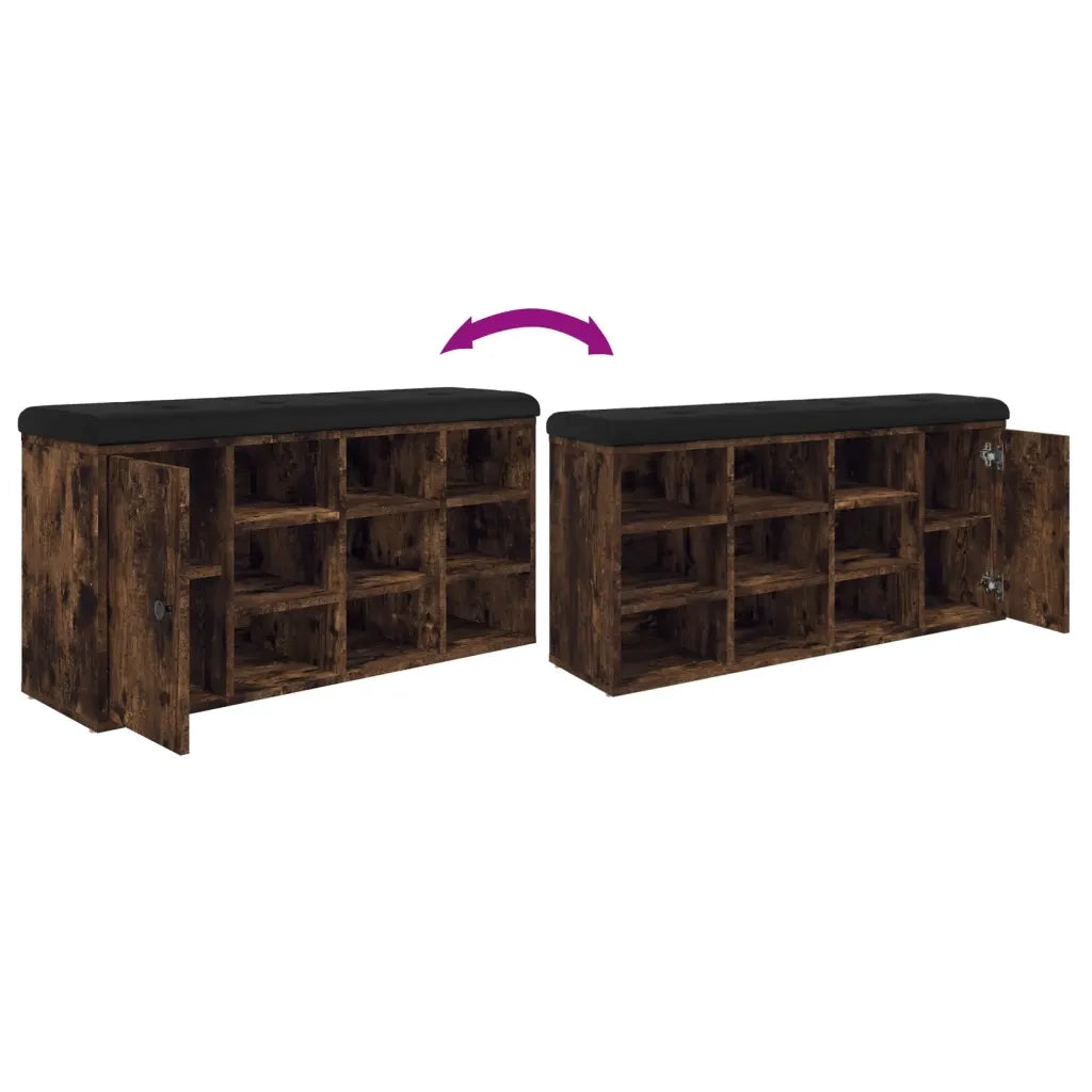 Panca Porta Scarpe-Sgabello-Panca Scarpiera Rovere Fumo 102x32x50 cm Legno Multistrato 608458