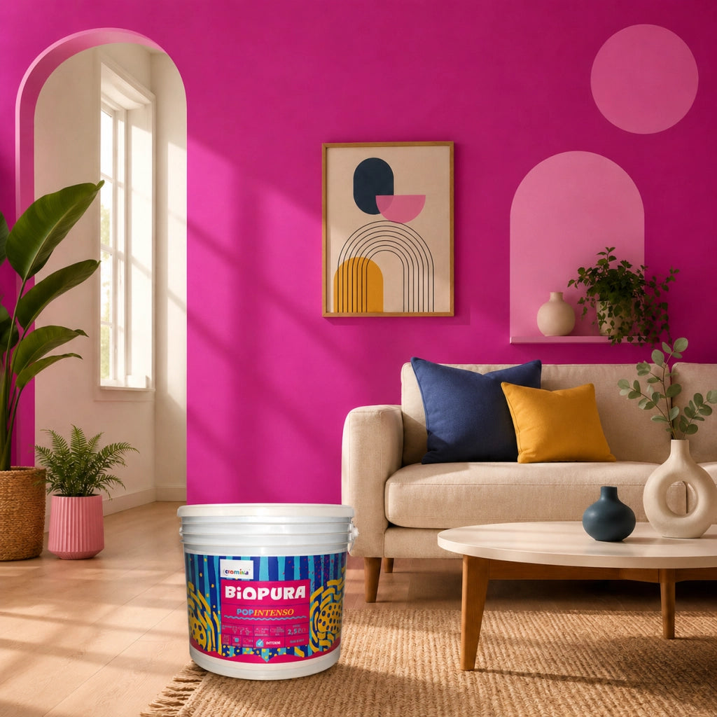 Popintenso palestra e decori interni pittura murale lavabile e coprente cromika *** formato 2.5 lt, colore- fucsia fo...