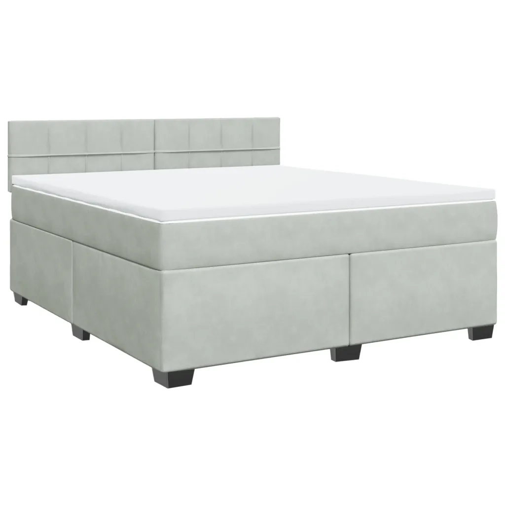 Giroletto a Molle con Materasso Grigio Chiaro 180x200cm Velluto