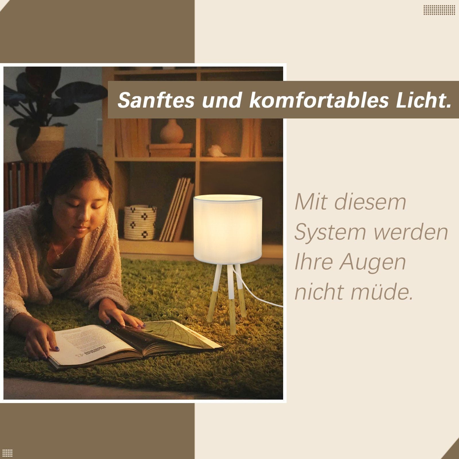 ZMH Lampada da tavolo LED E27 per camera da letto comodino