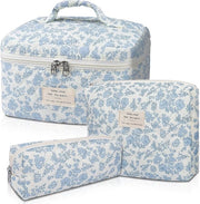 Borsa di Trucco Grande con Stampa di Fiori - Borsa da Viaggio e Organizzatore Bagno