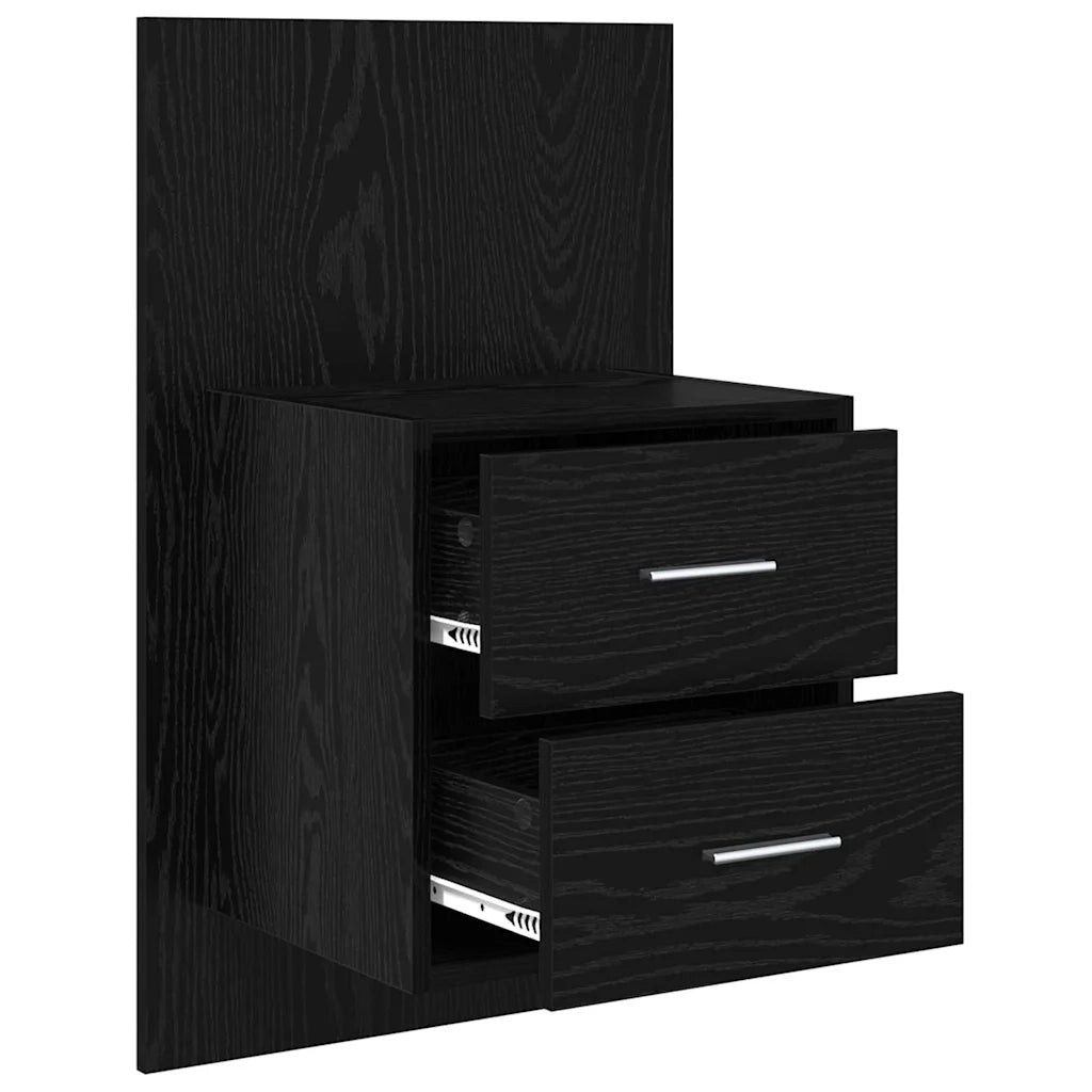 Mobiletto da comodino a parete con cassetto 2 pcs Rovere Nero