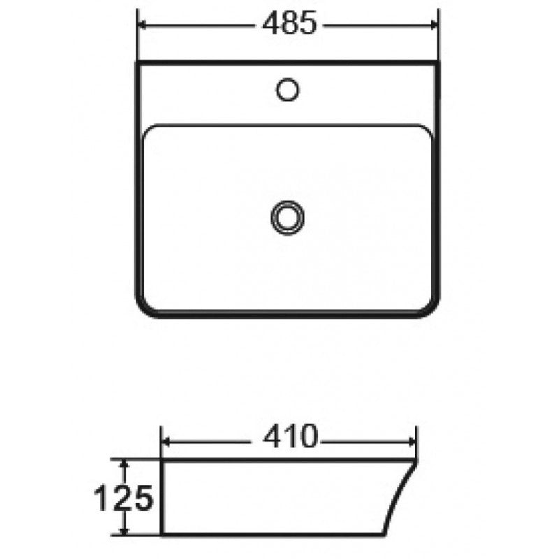 APALLA lavabo rettangolare da appoggio 48,5x41x12,5 cm in porcellana