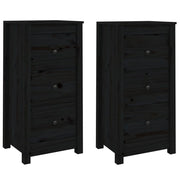 Buffet credenza cassettiera armadio mobile contenitore organizer per cucina soggiorno salotto set da 2 40 x 35 x 80 cm legno massello di pino nero 02_0036906