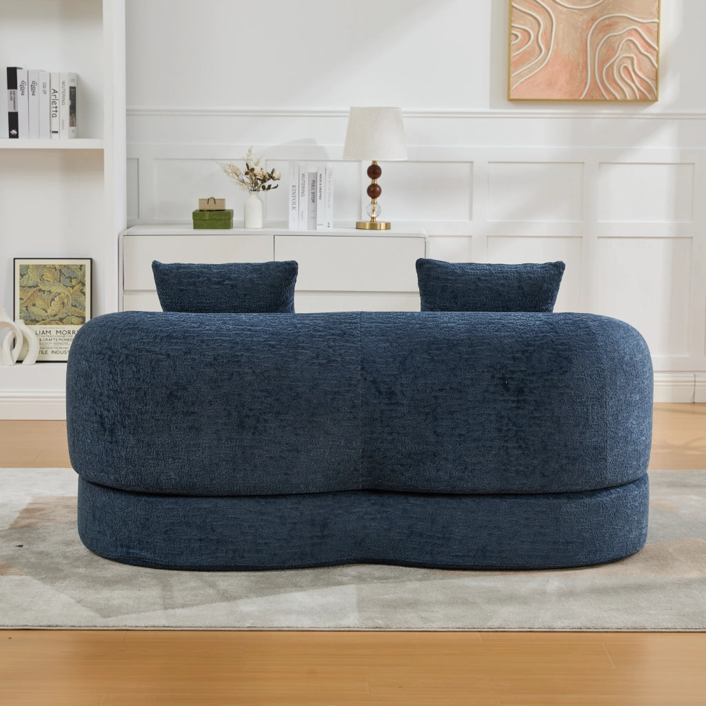 DIVANO LETTO 2 POSTI Pieghevole 157x84x65 cm Chenille Blu Navy