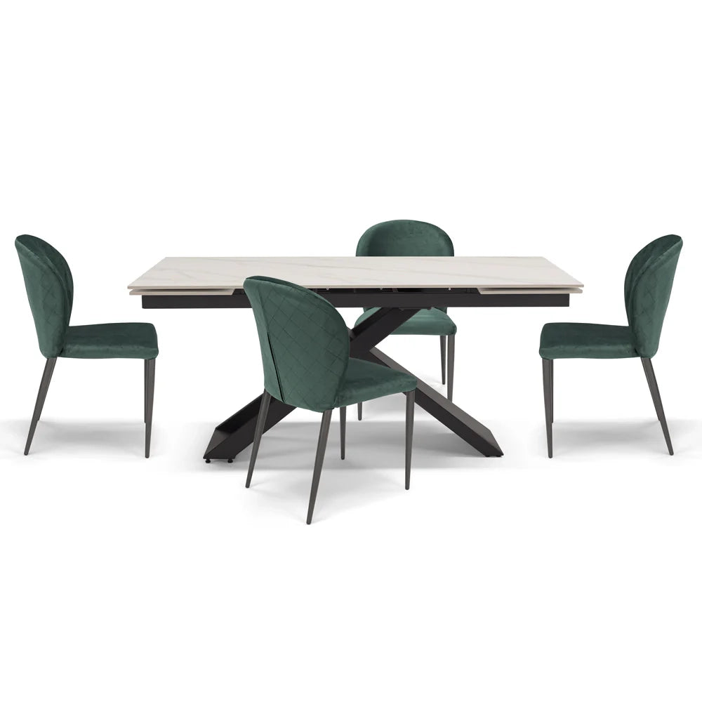 Tavolo allungabile da pranzo Marmo 180x90 HIDRA fino a 260 CM per sala da pranzo, cucina e soggiorno, design moderno con top in grès ceramico