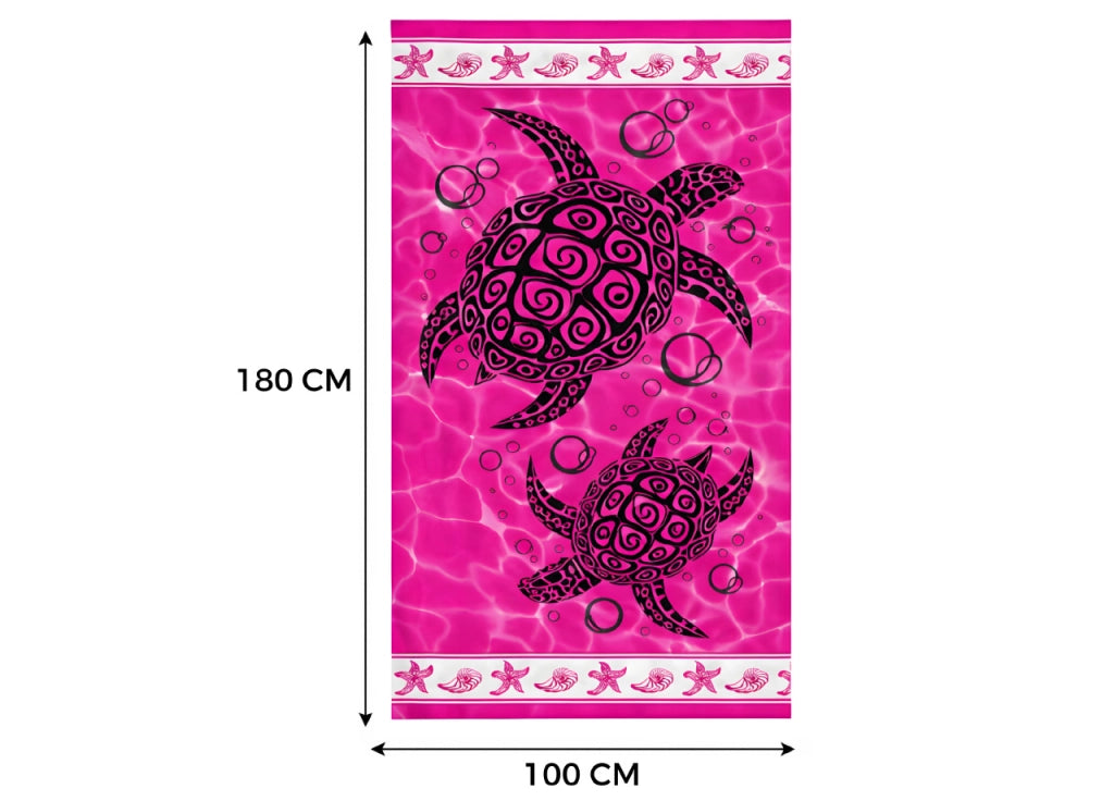 Telo Mare Grande 100x180 Spugna Spiaggia Piscina Maui Turtle D28 - Telo Mare - Fuxia