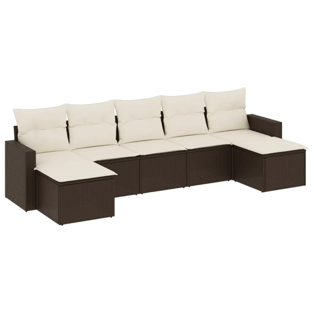 Set Divani da Giardino 7 pz con Cuscini Marrone in Polyrattan 3251680