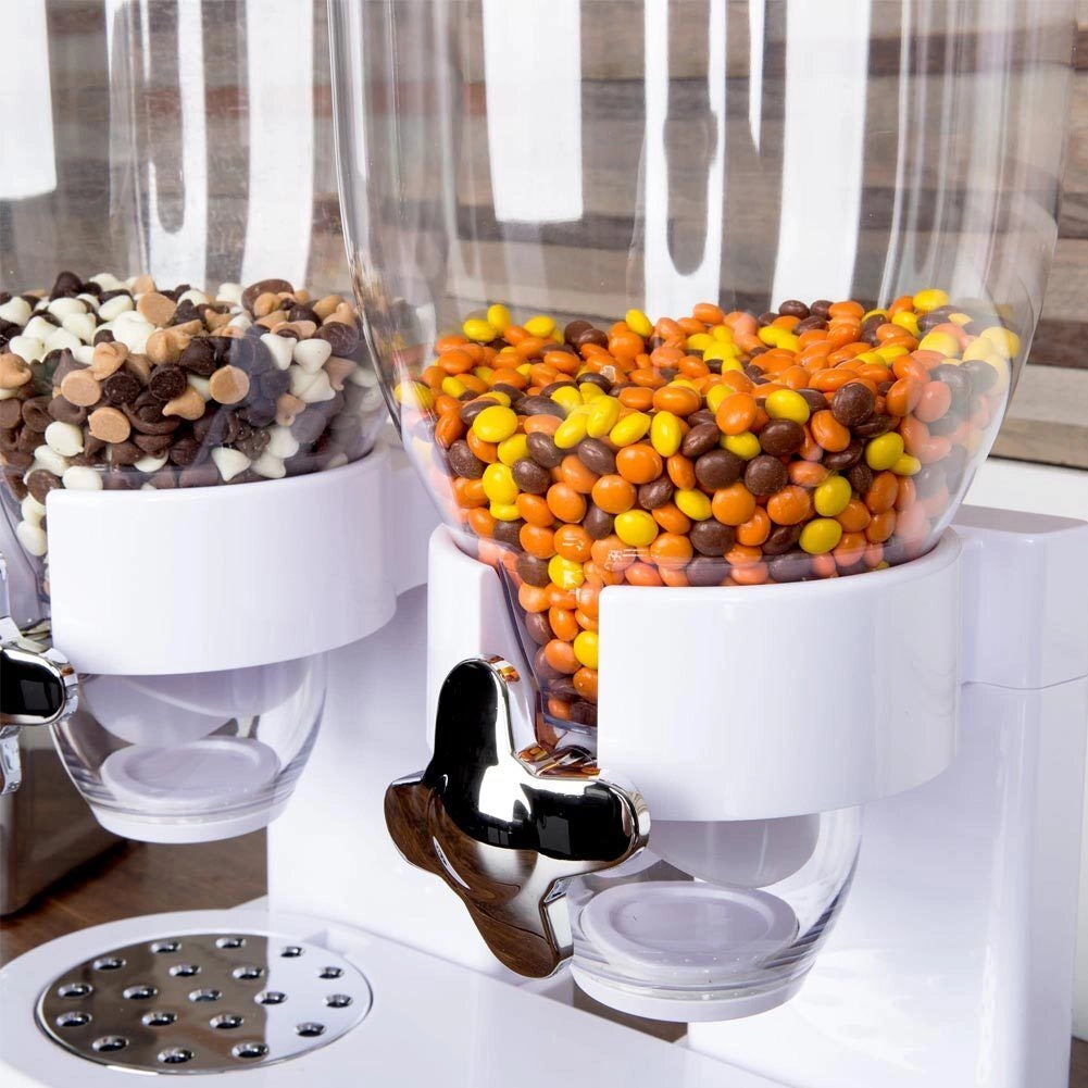 Dispenser Storage Doppio Contenitore Dosatore Distributore Cereali Pasta Bianco