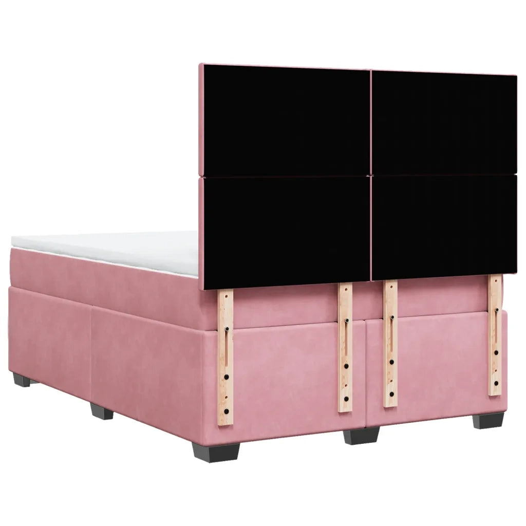 Giroletto a Molle con Materasso Rosa 160x200 cm in Velluto 3290953