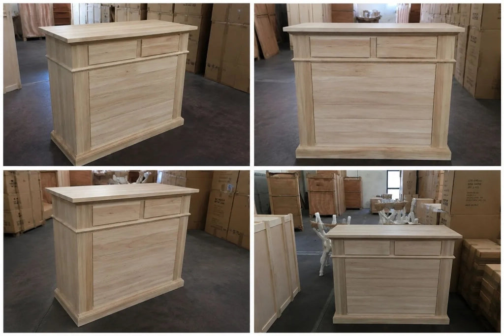Cassettiera classica in legno 5 cassetti grezzo l.128 p.54 h.100 (2163) - Mobili 2G