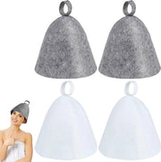 Set di 4 cappelli per sauna per signori e signore - accessori per doccia per sauna e centro benessere - cappello in velluto per cabina sauna - bianco grigio - rilassamento e benessere in stile
