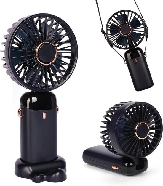 Ventilatore portatile mini-USB caricabile con 5 velocità - ventilatore pieghevole alimentato da batteria - azionato elettricamente per uso domestico e viaggi.