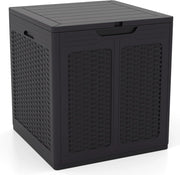 Baule da Giardino 145 L, Baule da Esterno con Coperchio con Coperchio Bloccabile, Contenitore per Cuscini in Plastica, Multibox Impermeabile Esterni, 56X56X61 cm