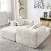 Divano angolare 250x158x60 cm senza installazione; con tasche laterali in chenille beige
