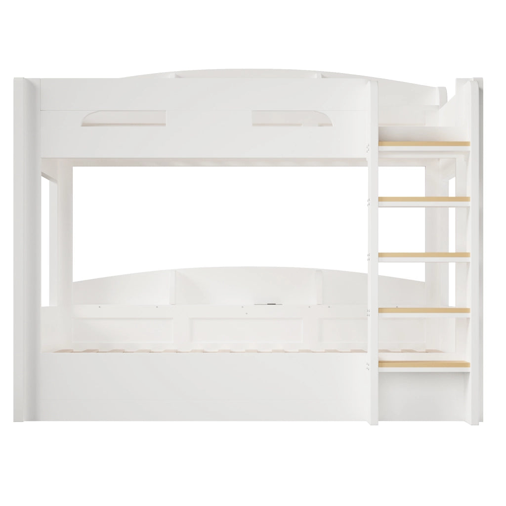 Letto a castello 90 × 200 cm con presa USB e ripiani laterali in legno e MDF per camerette
