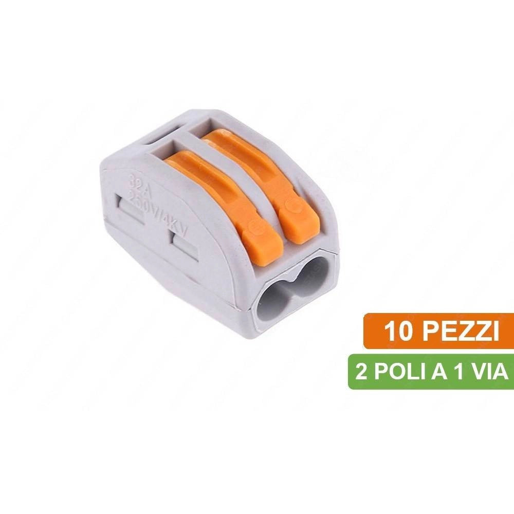 Trade Shop - Connettori Morsetti Confezione Con 10 Connettori Universali 2 Poli A 1 Via -