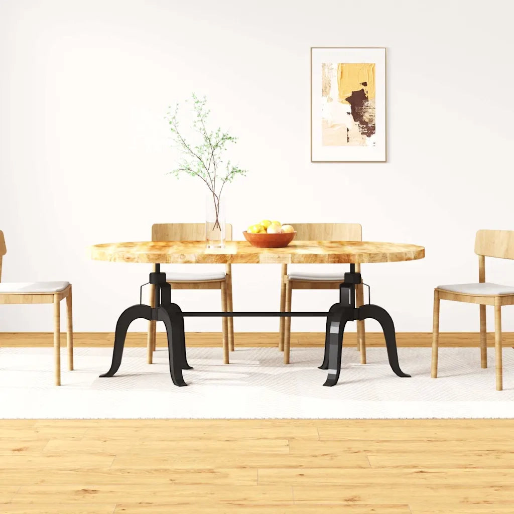 Tavolo da Pranzo in Legno Massello di Mango e Acciaio 180 cm 244799