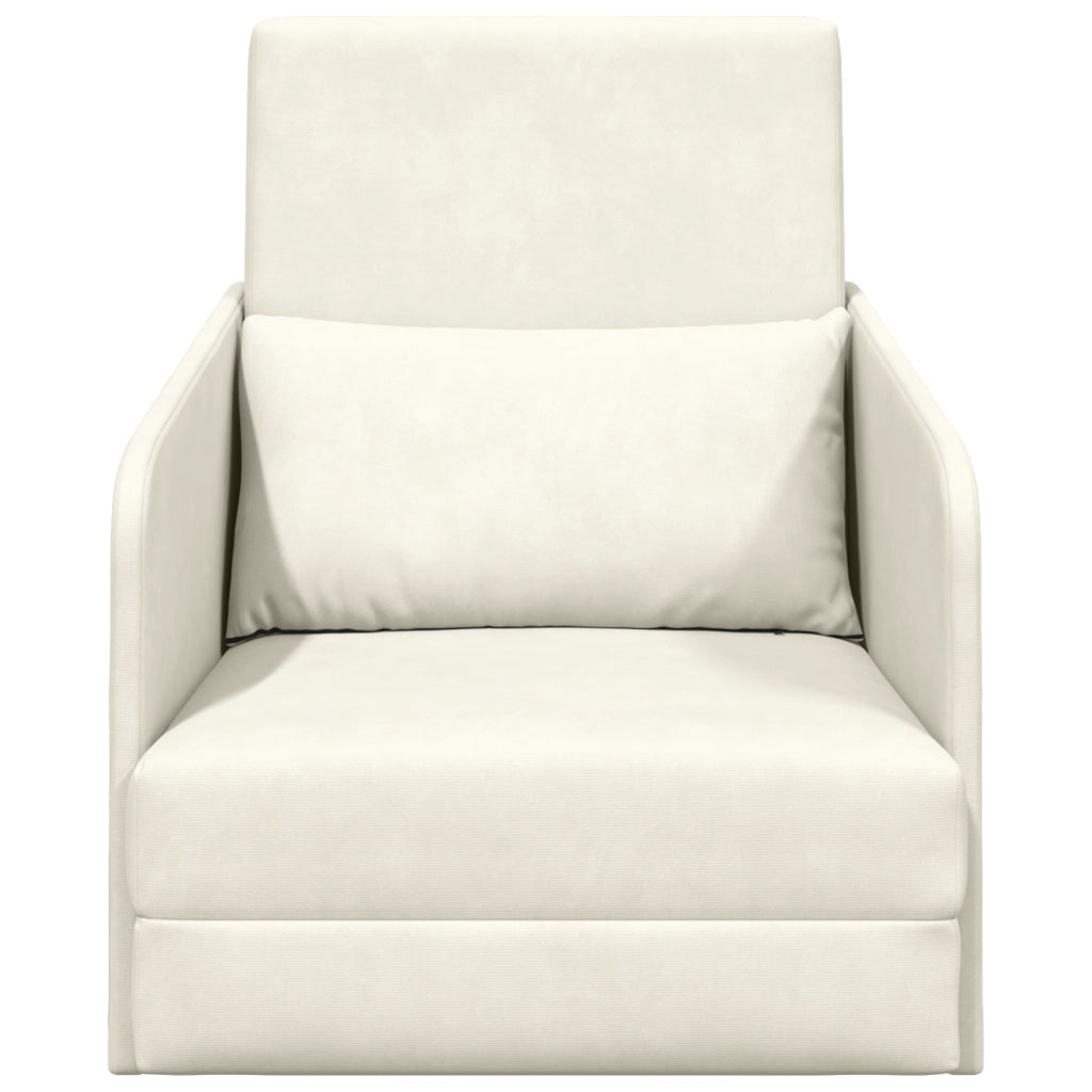 Divano Letto da Pavimento 2-in-1 Panna 65x80x83 cm in Velluto