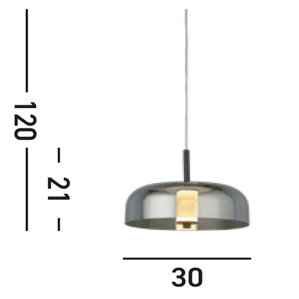 Lampadario Contemporaneo Frisbee Acciaio Nero Vetro Led 16,37W 3000K