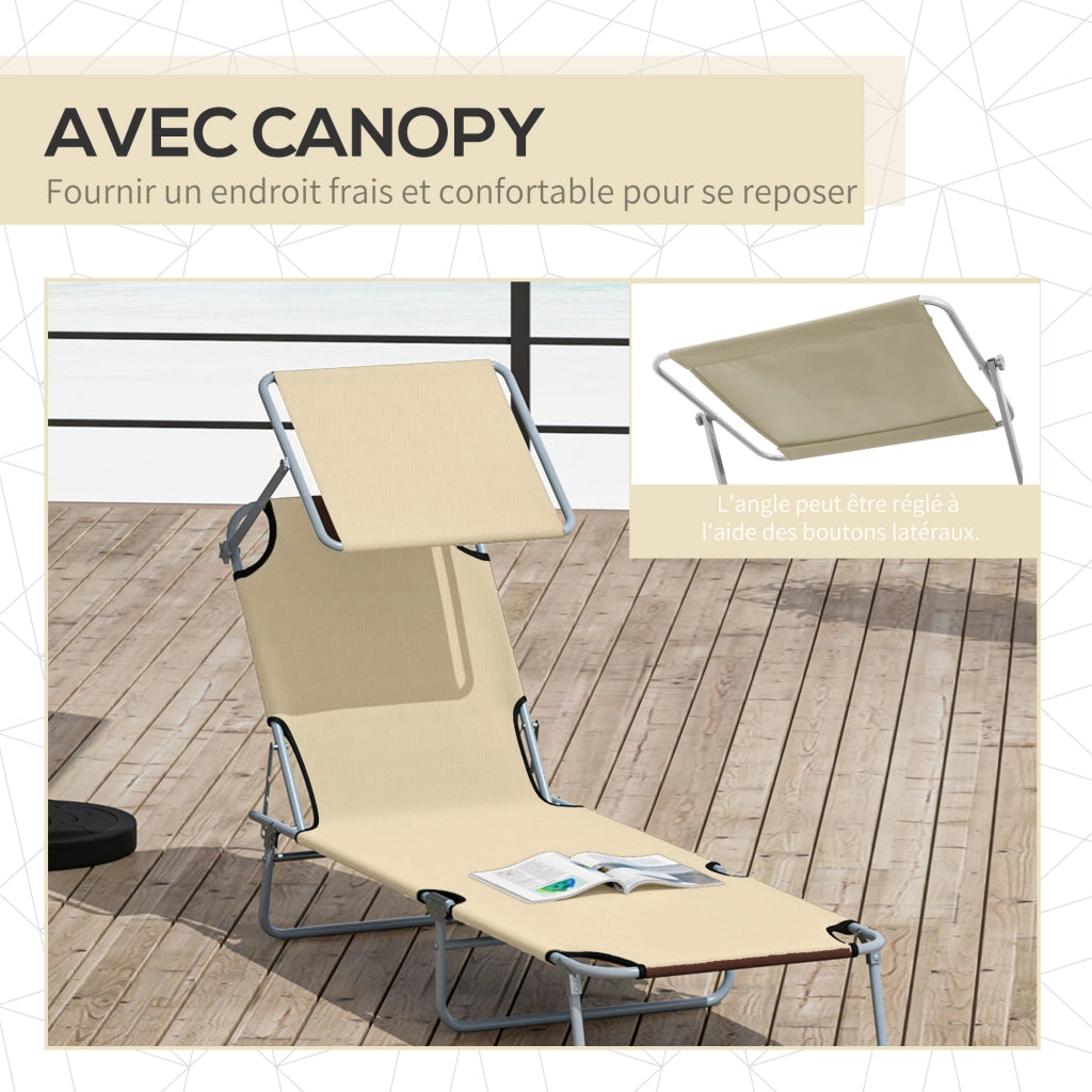 Chaise Longue Pieghevole con Pare-Soleil Regolabile ¨C zephmum ¨C Grigio Polyrattan 100x60x80