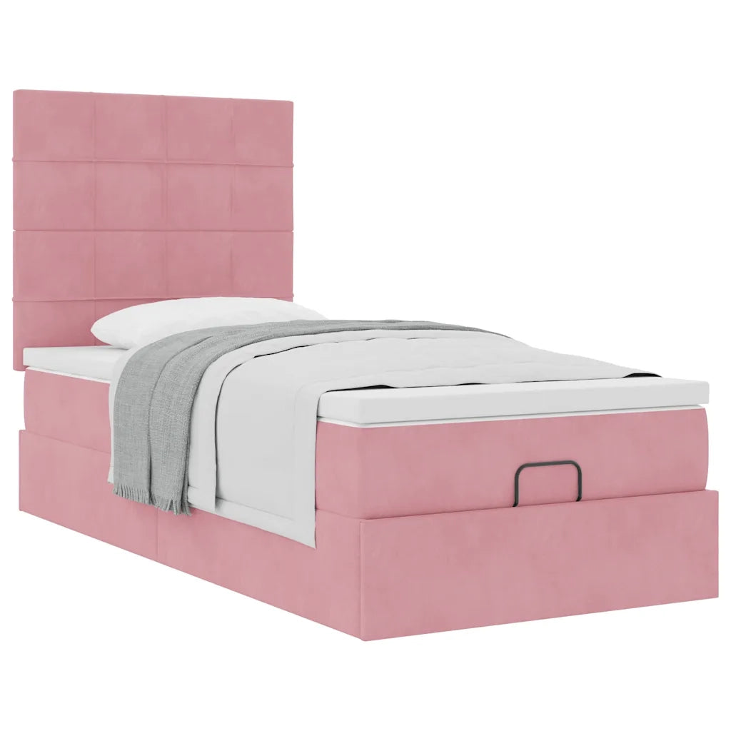 Struttura Letto Pouf con Materassi Rosa 80x200 cm Velluto 3313438