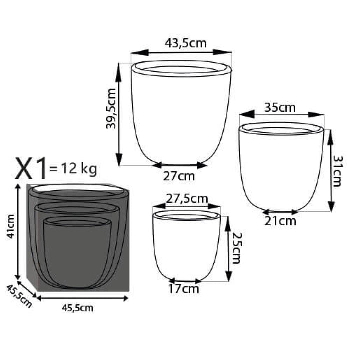 Set di 3 vasi Ciclamino in Fibra di argilla Beige