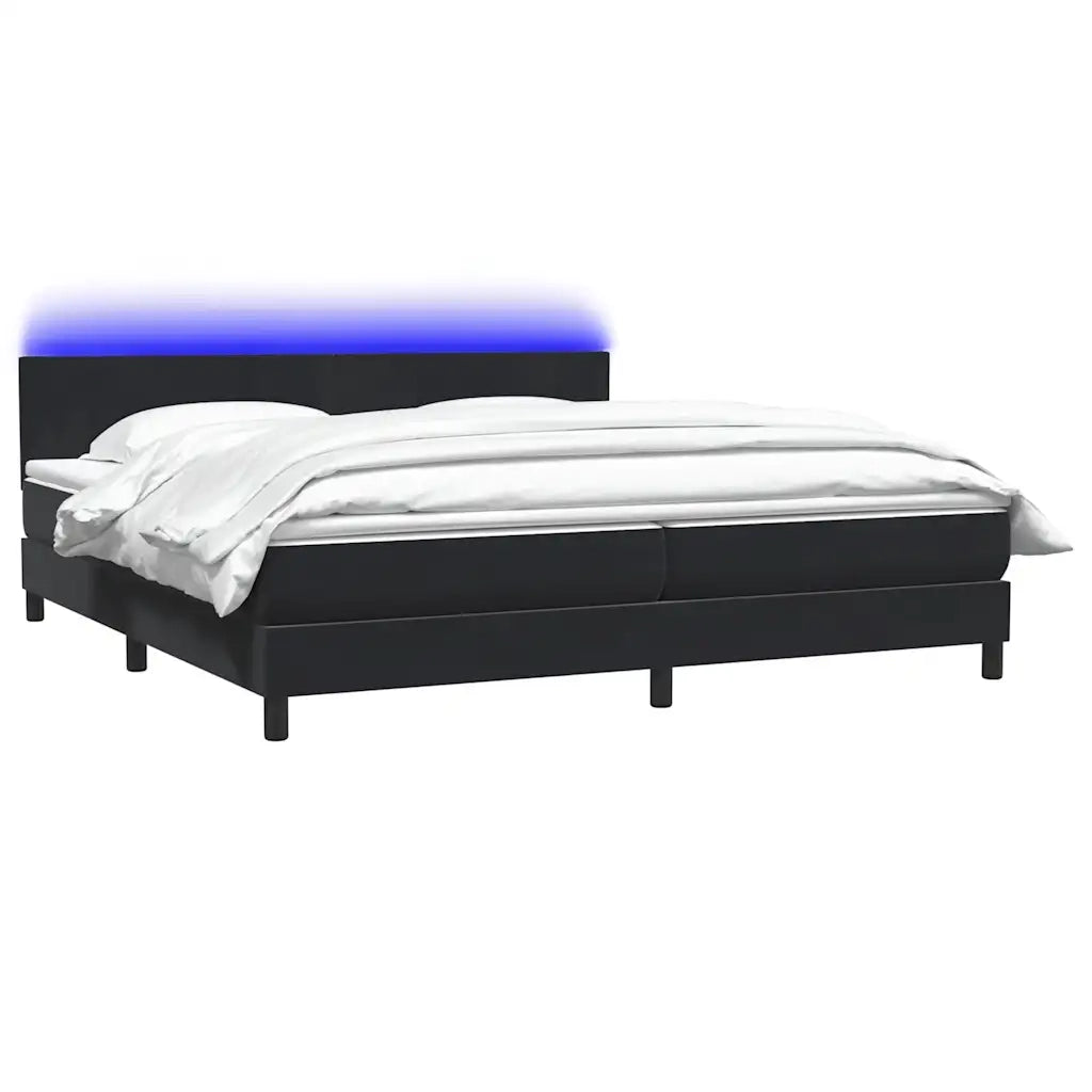 Letto a Molle con Materasso e LED Nero 200x220 cm in Velluto 3317141