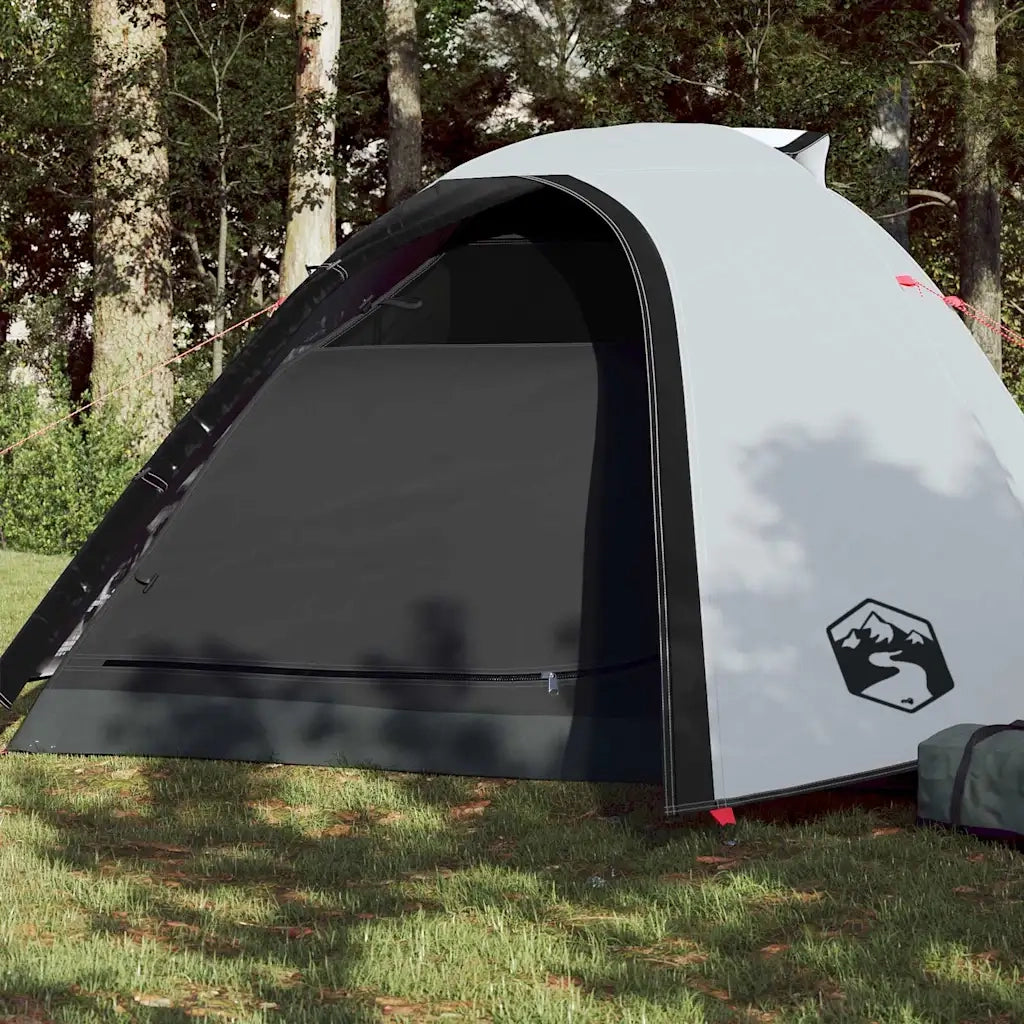 Tenda Campeggio a Cupola 4 Persone Bianca Tessuto Impermeabile 94338