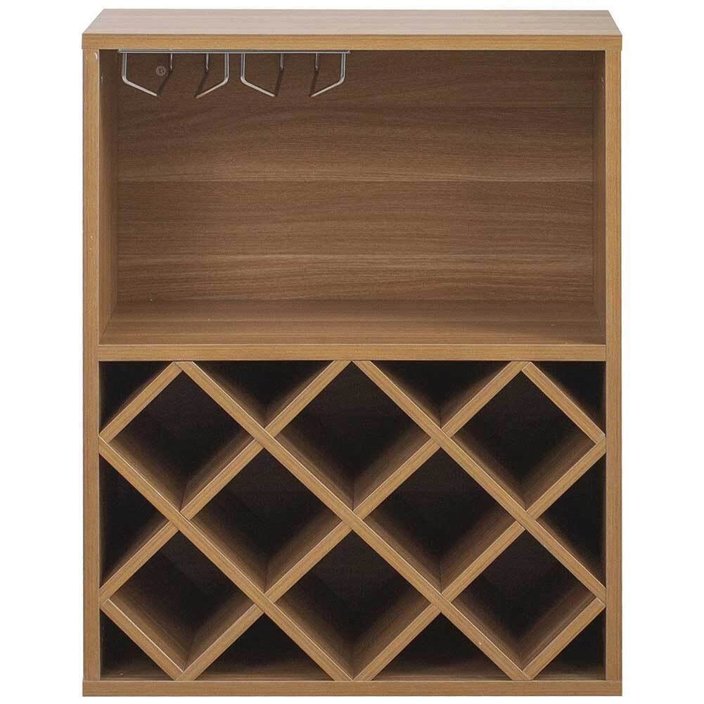 Mobile Bar Cantinetta Bottiglie Vino Legno Cantina 8 Posti Porta Calici Marrone