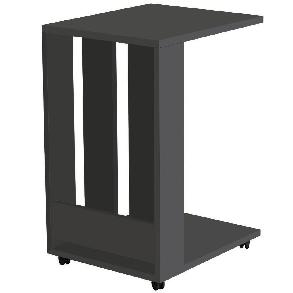 Tavolino da Soggiorno 37,5x45x60 cm Laterale Divano con Ruote in Legno Antracite